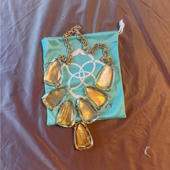 Kendra Scott Rose Gold-Tone Harlow Iridescent Amber Statement Necklace Dustbag - Picture 11 of 11